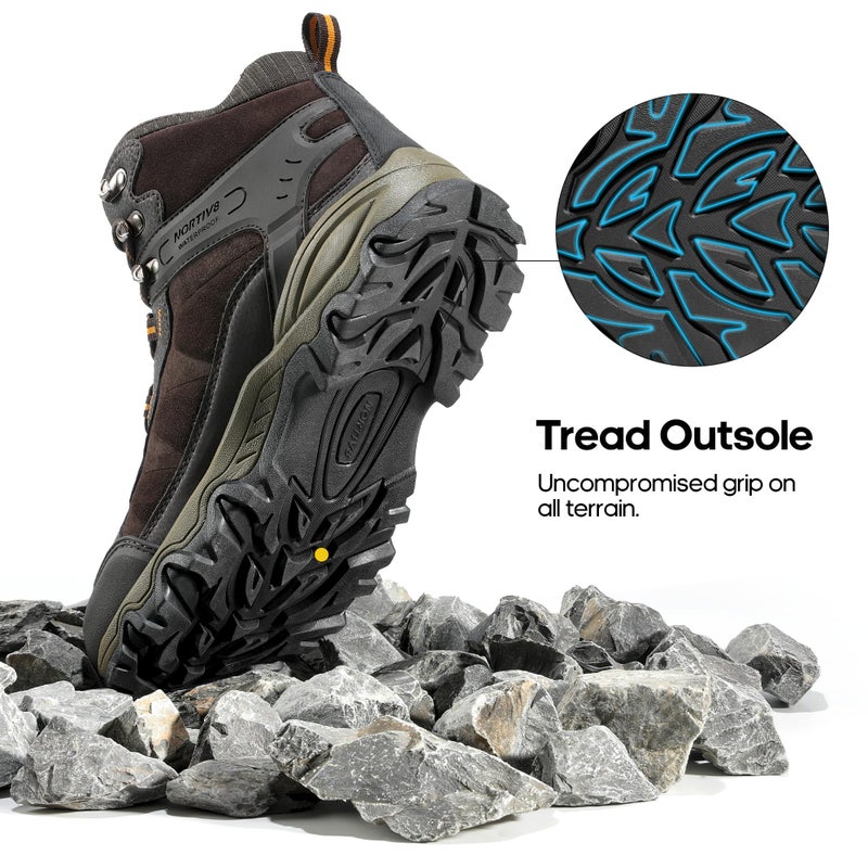 NORTIV 8 Men's Waterproof Hiking Boots Outdoor Mid Trekking Lightweight Mountaineering Shoes Paladin,Size 13,Brown,JS19004M - Image 5